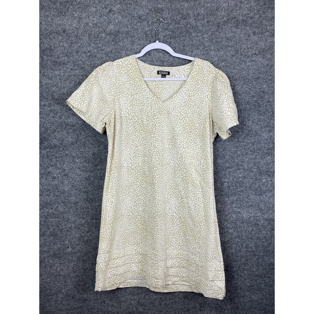 Nicole Miller Originals Dress Women's Size‎ L Cream Tan Linen Sheath Boho Chic